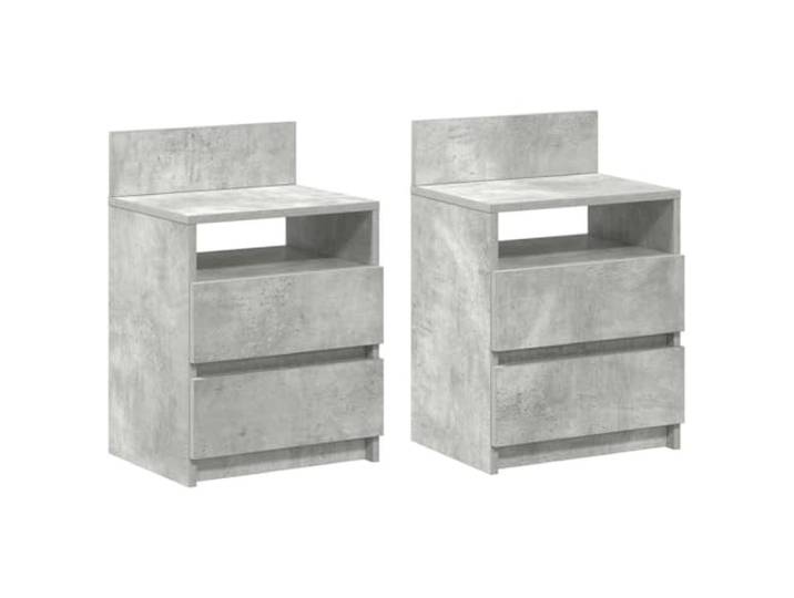 Heofavd Nachttische 2 STK. Betongrau 40x33x60 cm Nachtkommode Schubladen