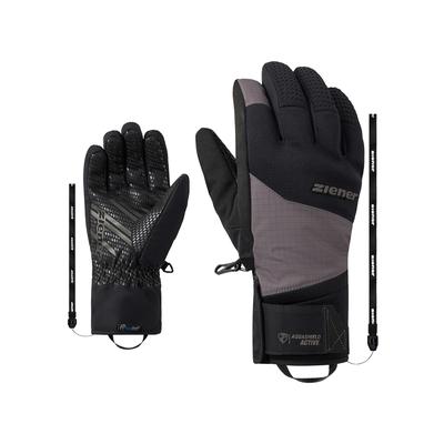 Skihandschuhe ZIENER "GASTIUS-Z AQUASHIELD lavalan", Herren, Gr. 10.5, schwarz (magnet), Materialmix, Handschuhe, wasserdicht, winddicht, atmungsaktiv, Wollwattierung
