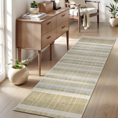 Garvee Classic Plaid Geometric Washable Living Room Rug