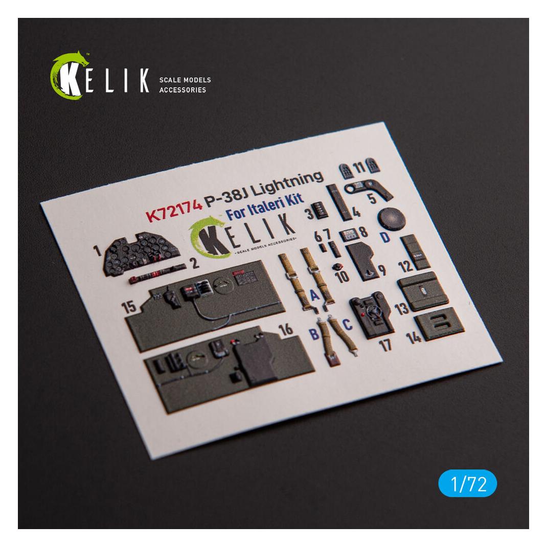 Kelik ??-38J Lightning - interior 3D decals for Italeri/Academy kit (K72174)