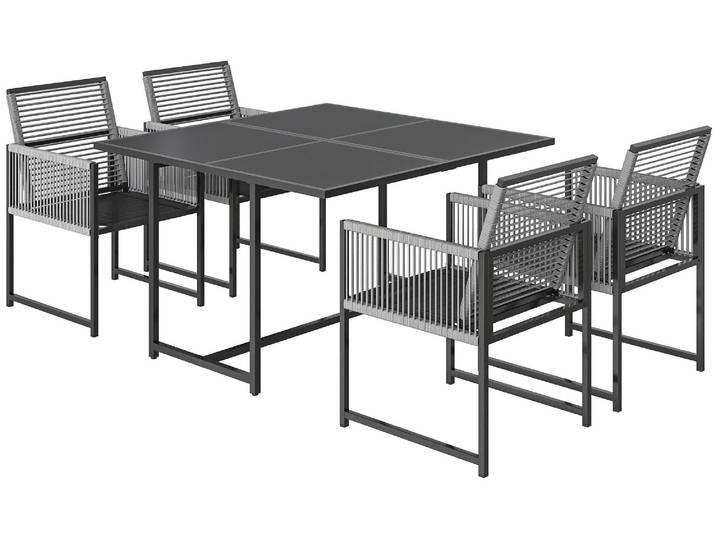 Outsunny Gartenmöbel Set Sitzgruppe 5-teilig Glastisch mit 4 Atmungsaktiv Stühle