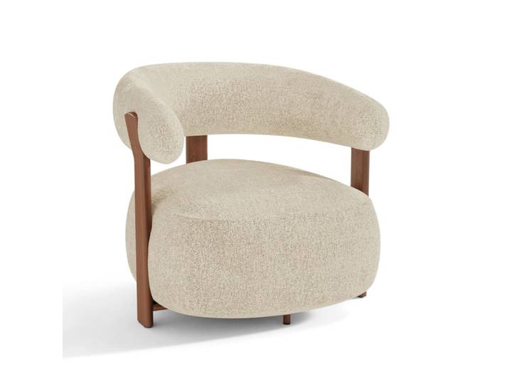 Fauteuil en velours texturé beige