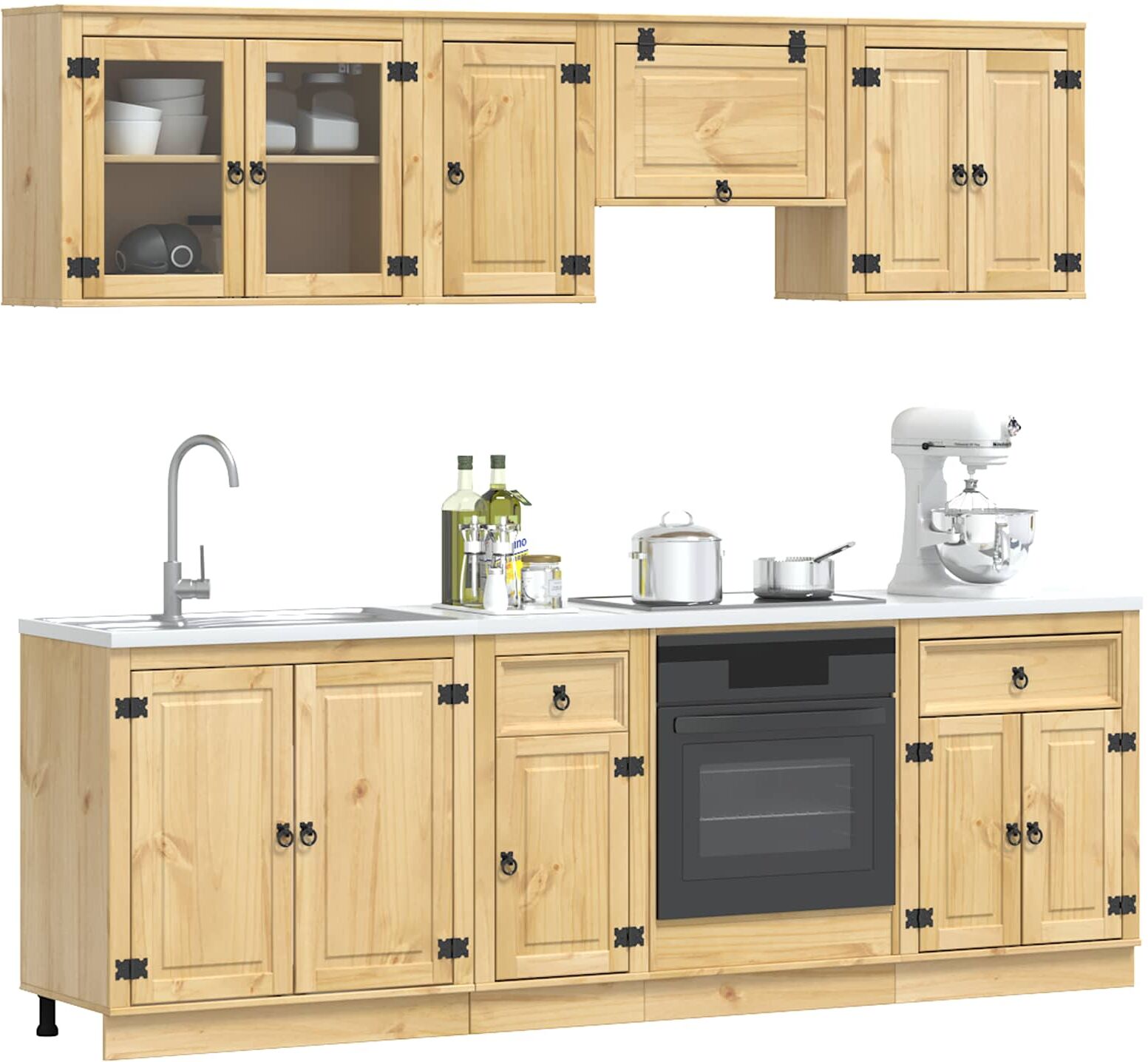 vidaXL Armoire SKI 8 pc Brun Miel Bois de pin massif