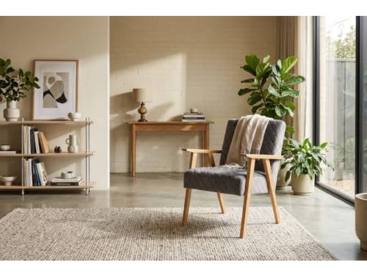 Family Meble Sessel Soler Design – Retro-Sessel im Vintage-Stil mit Stoff-Bezug – Dunkelgrau · 55