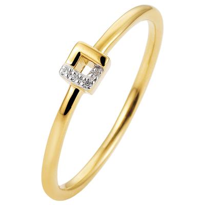 Diamantring JOBO Gr. 50, gelb (gelbgold 585), Fingerringe, Damen, 50, SI = kleine Einschlüsse, Diamanten Gelbgold 585, Diamanten, Gelbgold 585, Diamantring, schmal 585 Gold bicolor mit 4 Diamanten