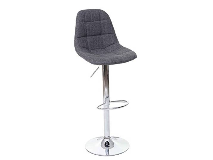 Mendler Barhocker HWC-A67 - grau Stoff/Textil, Fuß Chrom Barstuhl, Tresenhocker