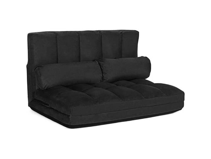 COSTWAY Canapé Lit / Chauffeuse Convertible Dossier Réglable 6 Positions 2 Coussins Tissu Aspect Suédé Détachable et Lavable