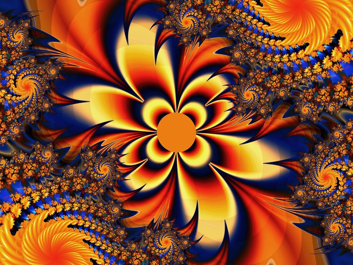 Fototapete PAPERMOON "Abstrakte Verdrehen von Blumen", bunt, B:5m L:2,8m, Vlies, Tapeten, Fototapete bunt B/L: 5m x 2,8m, Rollen: 1
