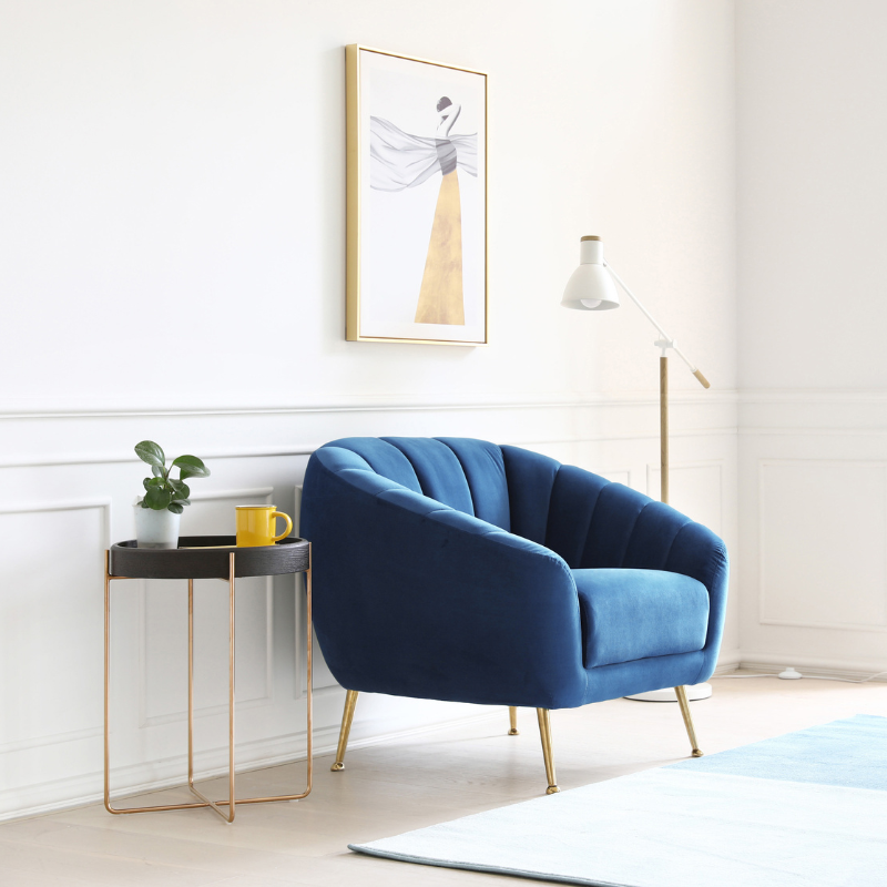 B2B Partner MARLENE Wildleder Sessel, blau