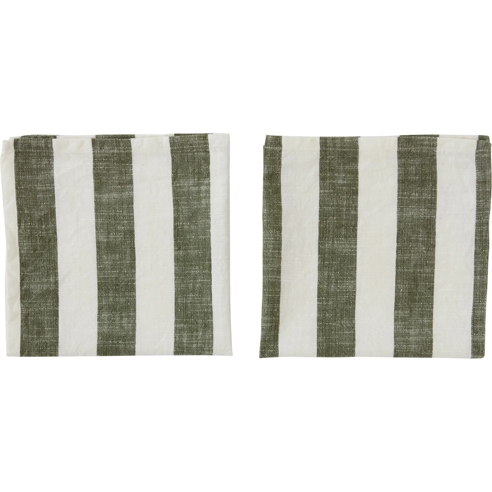 OYOY Striped servet 2-pack Olive 45 x 45 cm