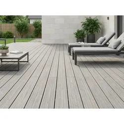 KAHRS WPC Terrassendielen, 20x140 mm, Massiv, Steingrau, Grob/Strukturiert