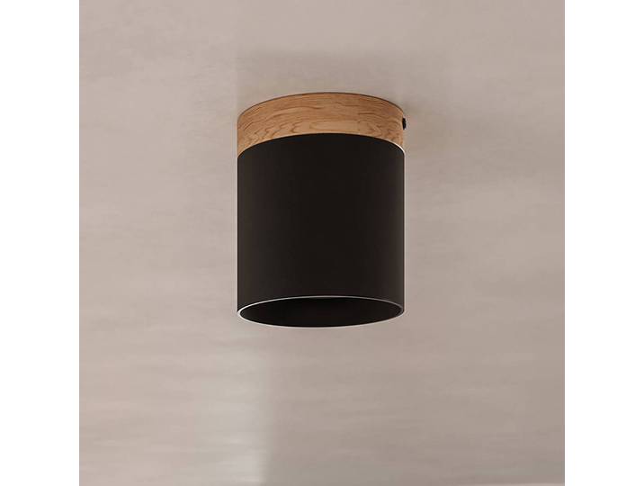 Deckenspot Rif, schwarz, Ø 12 cm, Holz, Aluminium Rif SOLLUX LIGHTING, dimmbar, schwarz, für Flurbereich, Aluminium, Strahler