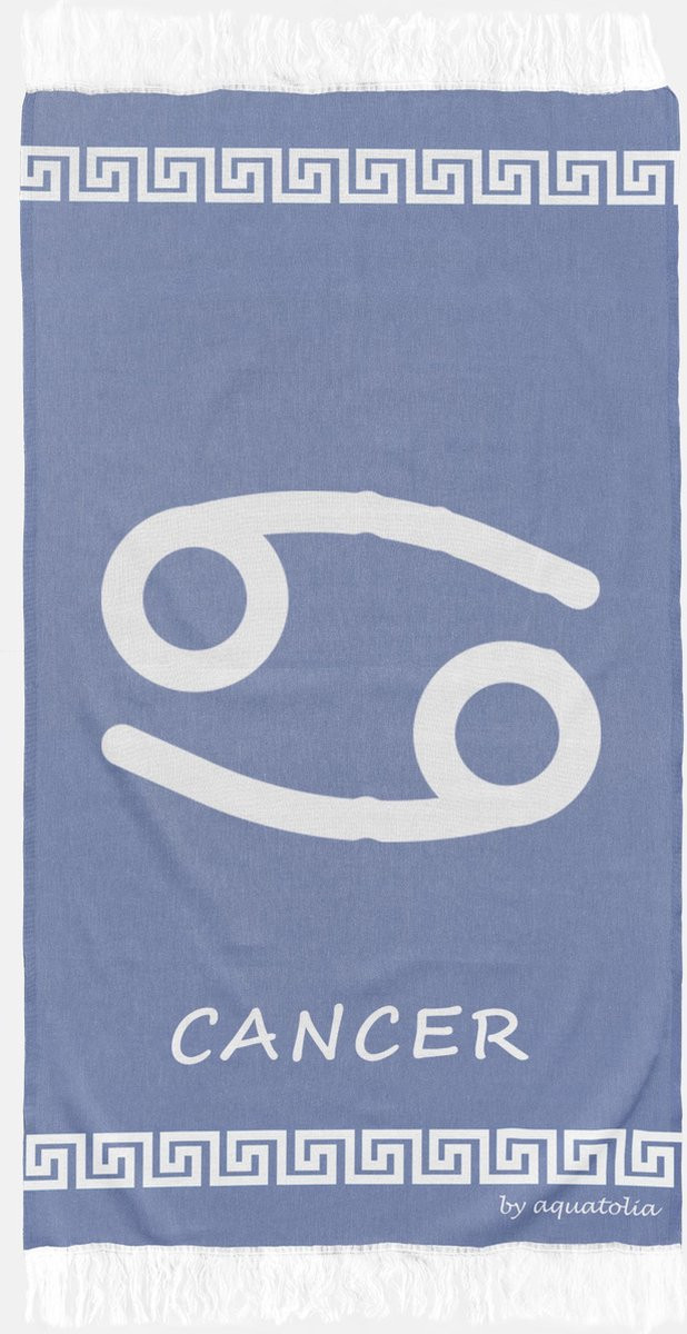 Aquatolia Hamamdoek Cancer Zodiac - Donkerblauw - 100% Zacht Katoen - 100 x 180 cm