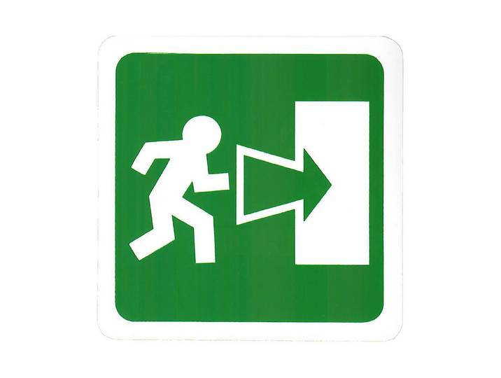 Schild Notausgang Rechts 7.5 × 7.5 cm