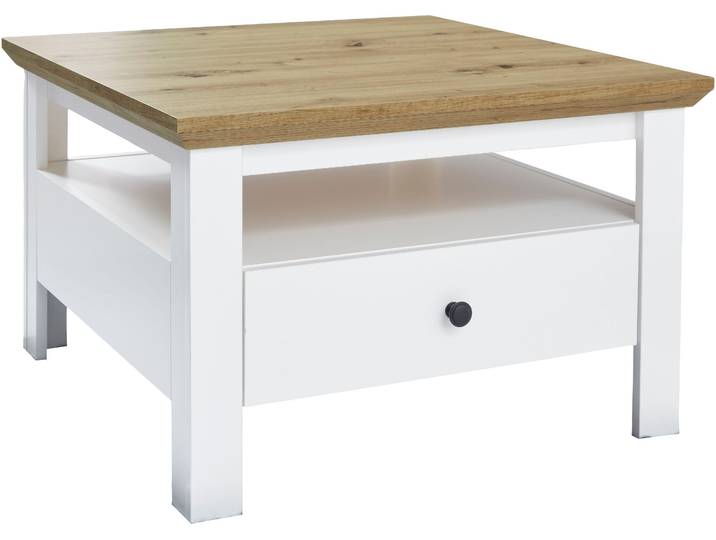 Couchtisch HOME AFFAIRE Ulm , weiss (eiche, weiß, weiß, eiche), B:70cm H:46cm T:70cm, Tische, Couchtisch, Couchtisch mit Schublade & offenem Fach - (B/T/H) 70/70/46 cm