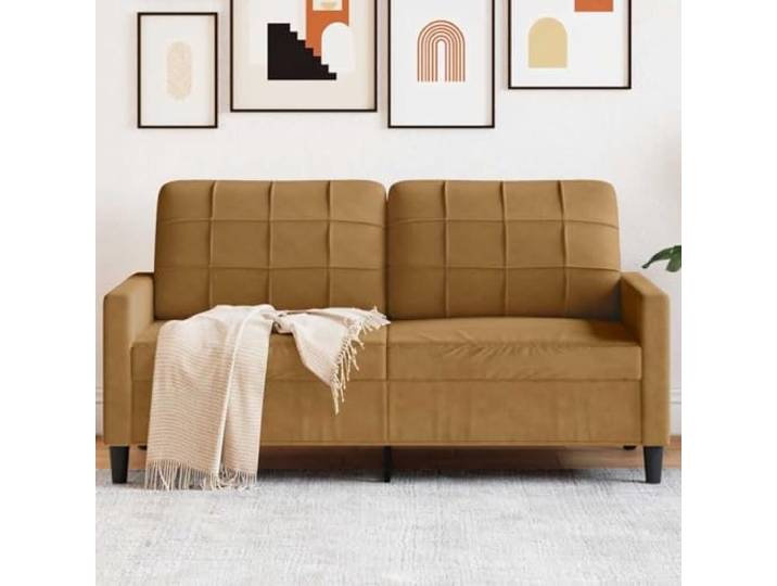 HEFZGDB 2-Sitzer Sofa Braun 140 cm Samt Modernes Design Metallgestell Bequem Weich Robust Polsterung Entspannen Wohnzimmer Komfortabel Stilvoll Langlebig