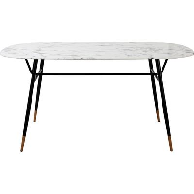 Esstisch MÖBILIA "Alannah", schwarz-weiß (weiß, schwarz, schwarz, weiß), B:160cm H:77cm T:90cm, Platte Glas in Marmoroptik, Gestell pulverbeschichtetes Metall, Tische, Rechteckiger Esstisch Esstisch, Tischplatte in Marmoroptik