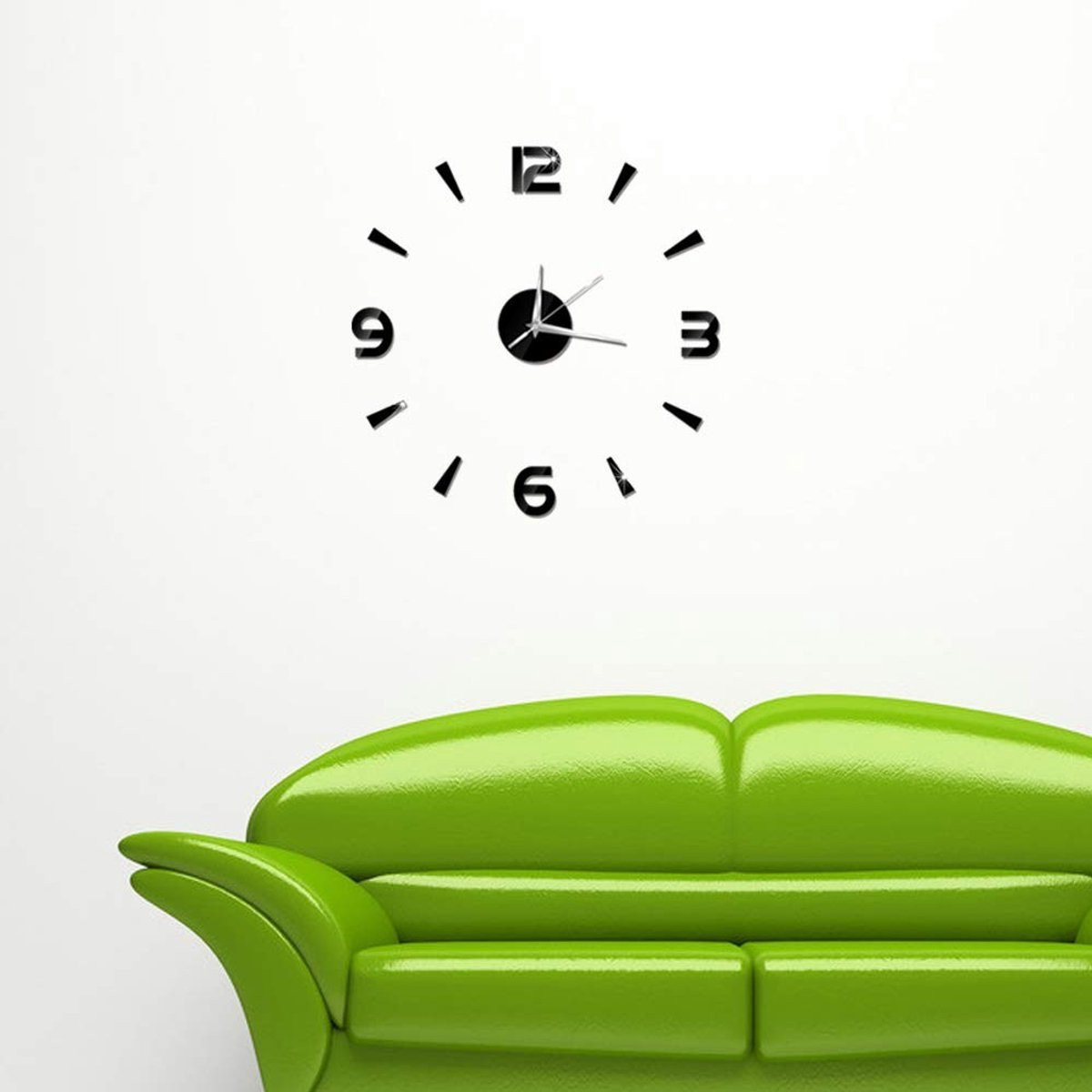 Dailygoods Dailygoody Zelfklevende Wandklok - Modern Zwart Acrylspiegel Ontwerp