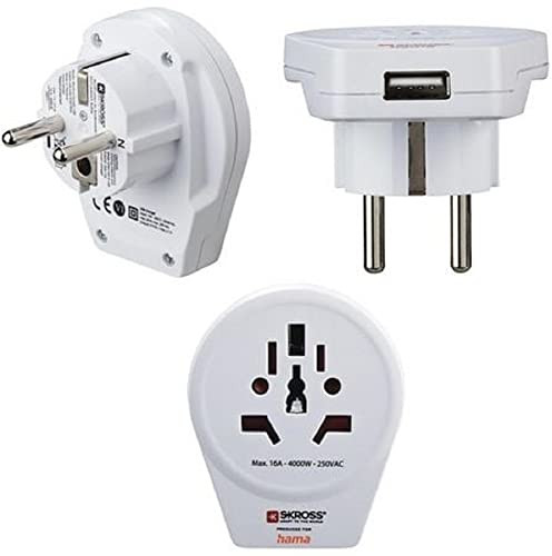 Hama Reisadapter World to Europe met USB-A, Wit