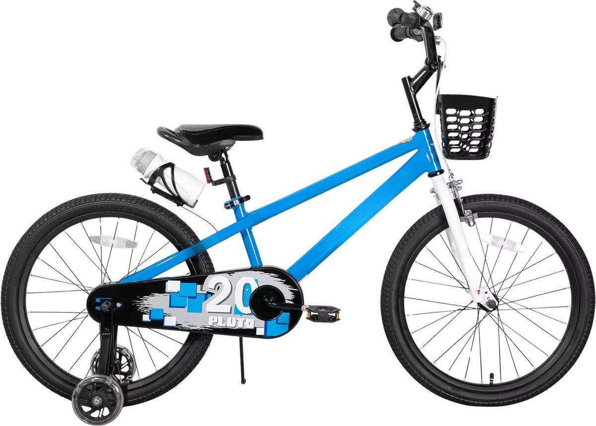 Kinderfahrrad 45 cm - BMX Style Kinderbike mit LED Stützrädern & DIY Stickern - Für Kinder 3-12 Jahre - Blau