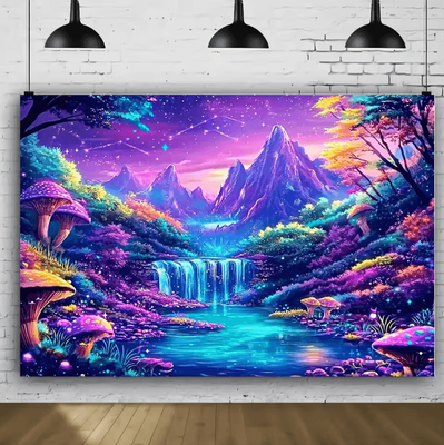 Uplift Curations VIKAMA Glow In The Dark Forest Wall Tapestry Fantasy LED Wall Hanging Decor 51.2 59.1 Inches