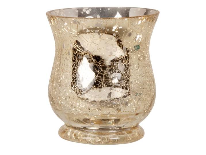 Windlicht aus Glas, goldfarben