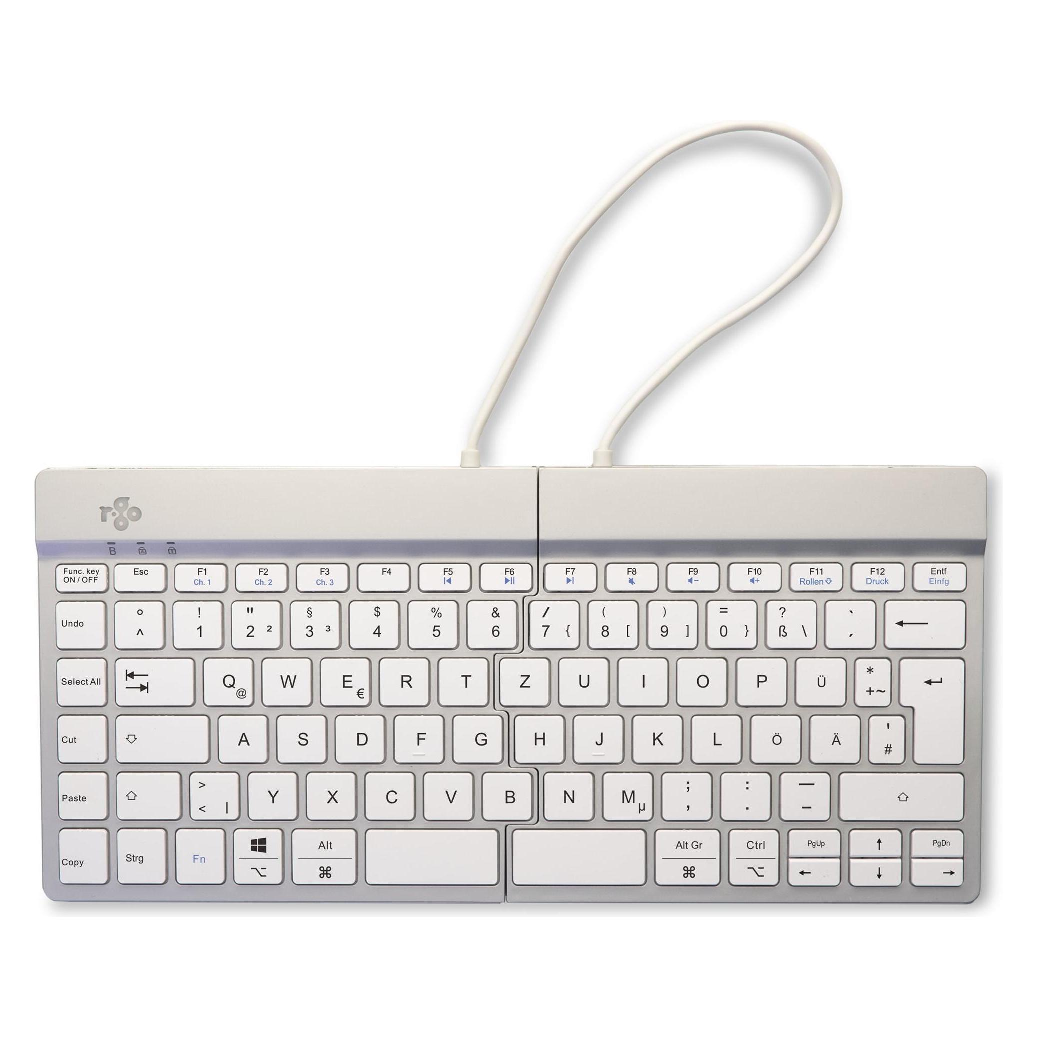 R-Go Tools R-Go Tastatur Split Break DE-Layout Bluetooth weiss (DE, Kabellos) (RGOSBDEWLWH)
