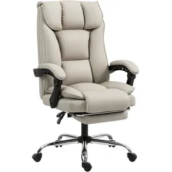 HOMCOM Chefsessel Fußstütze ergonomisch haustierfreundliches Kunstleder doppellagige Polsterung Khaki
