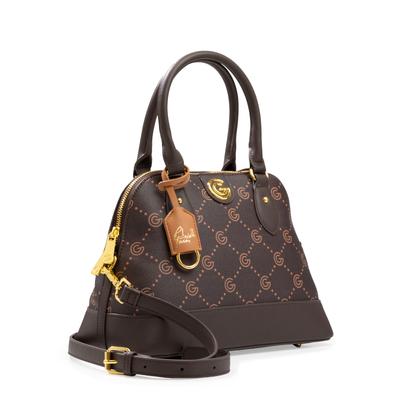 Handtasche "JACKIE", Damen, Gr. B/H/T: 29cm x 20,5cm x 13,2cm, braun (dunkelbraun), Lederimitat, GABRIELLA G BY GABRIELLA GUCCI, Taschen Handtasche, Damen Umhängetasche, Handtasche, Tragetasche mit Logoverzierung
