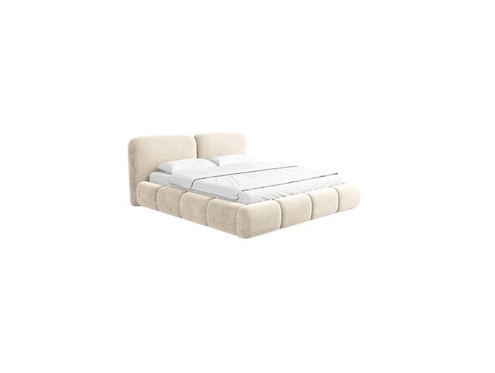 Design Polsterbett „Mirage“ mit Ablagefach, Samt Cream BLOOMINGLOFT Collection