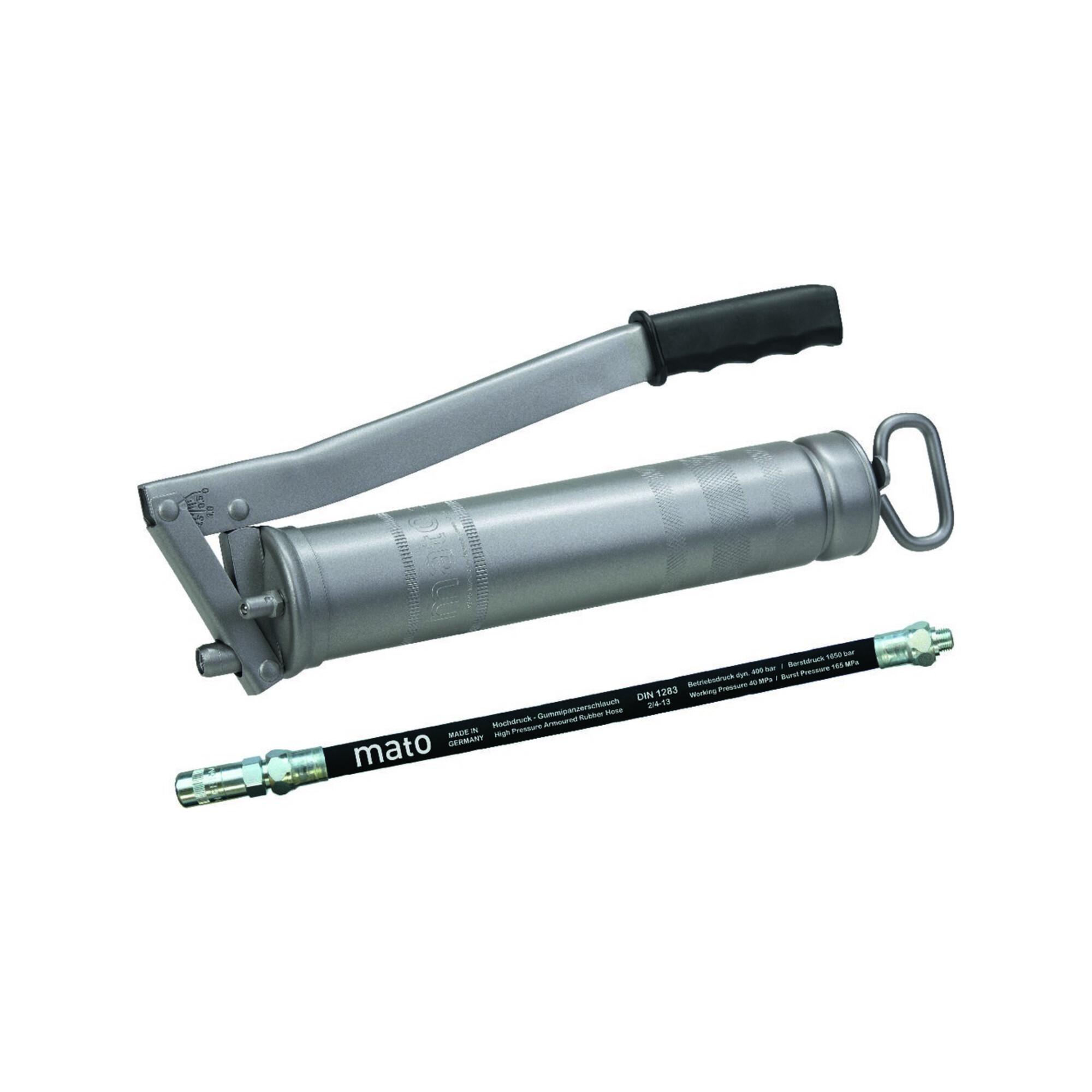 MATO Ganzstahl-Fettpresse E500 m. Schlauch M10x1 400g Kartusche /500g lose (3042301)