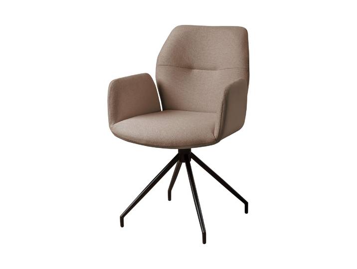 Armlehnstuhl GOODPRODUCT Bruna Drehstuhl, Polsterstuhl, Esszimmerstuhl, Küchenstuhl, 4-Fussstuhl , braun (taupe, schwarz, taupe), B:60cm H:89cm T:64cm, Holzwerkstoff, Metall, Polyester, Stühle, Armlehnstuhl, 360 drehbar, mit automatischer Rückstellung, 2-Stoff-Design