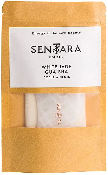 SENTARA Massagestein - Gua Sha Horn mit Zähnen Weisse Jade  weiss W