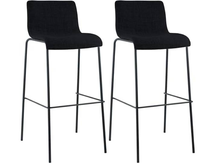 CLP Barhocker 2er Set mit Lehnen Hover, Barstühle stapelbar mit Stoffbezüge, Stapelstühle Metallgestelle bis 150 kg belastbar Farbe schwarz Gestell Farbe schwarz