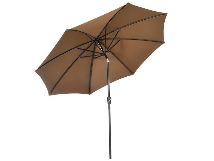 Parasol de jardin Outsunny Ø 300x252 cm avec toit inclinable à manivelle Marron