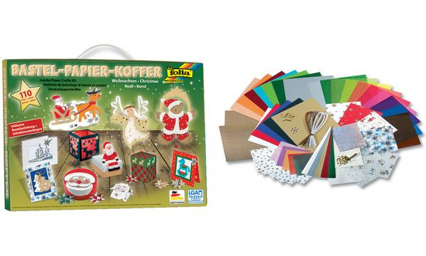 Folia Bastelpapier-koffer Kerstthema, 110-delig