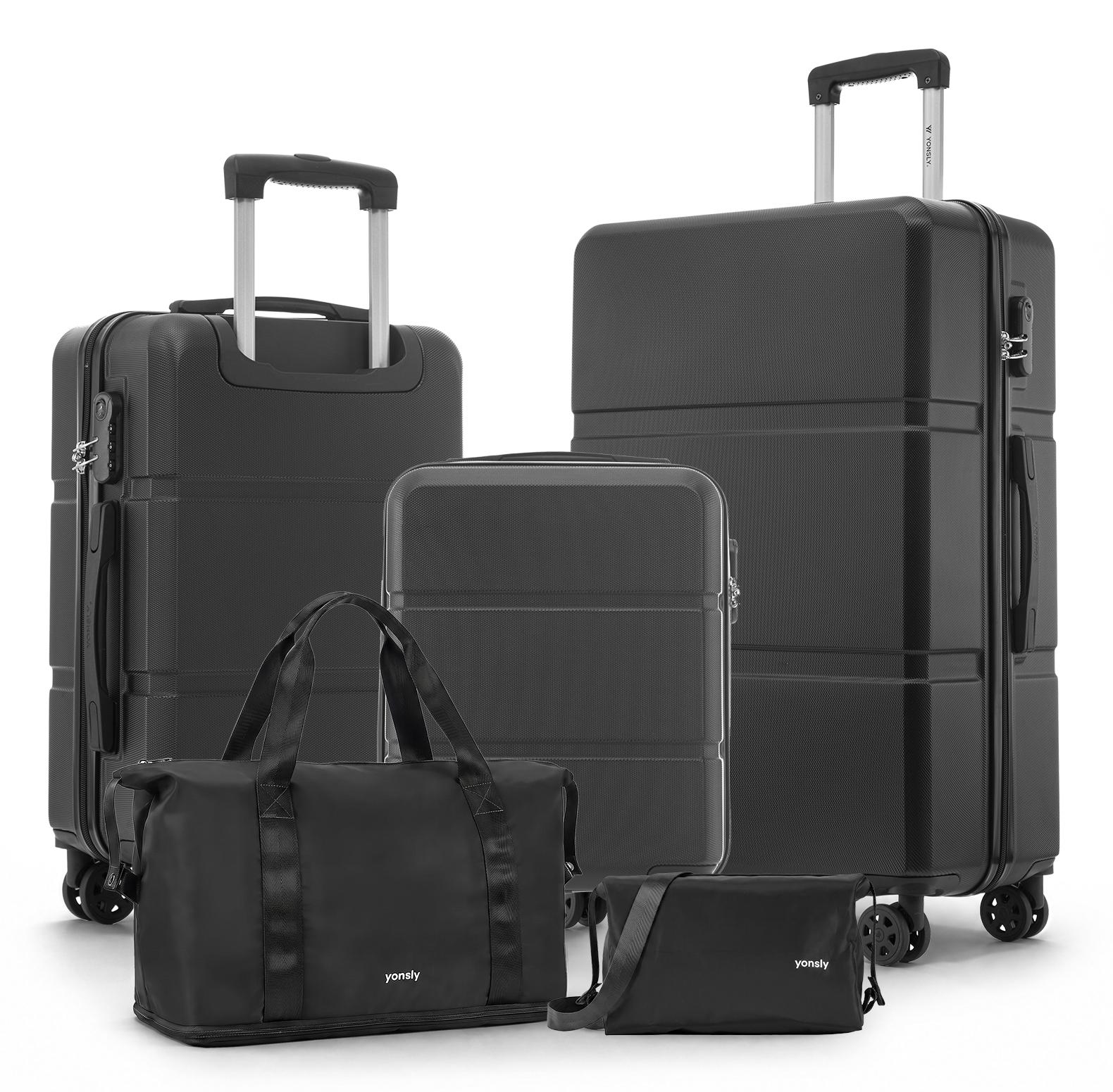 Koffer-Set, Hartschale - Dunkelgrün - 5-teilig, 20/24/28 Zoll - ABS - Reisekoffer-Set