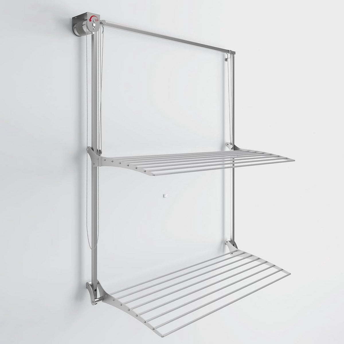 Aluminium Wandrek Kleding en Wasrek - Verticaal Ruimtebesparend Wasrek met 8 Meter Drooglijn