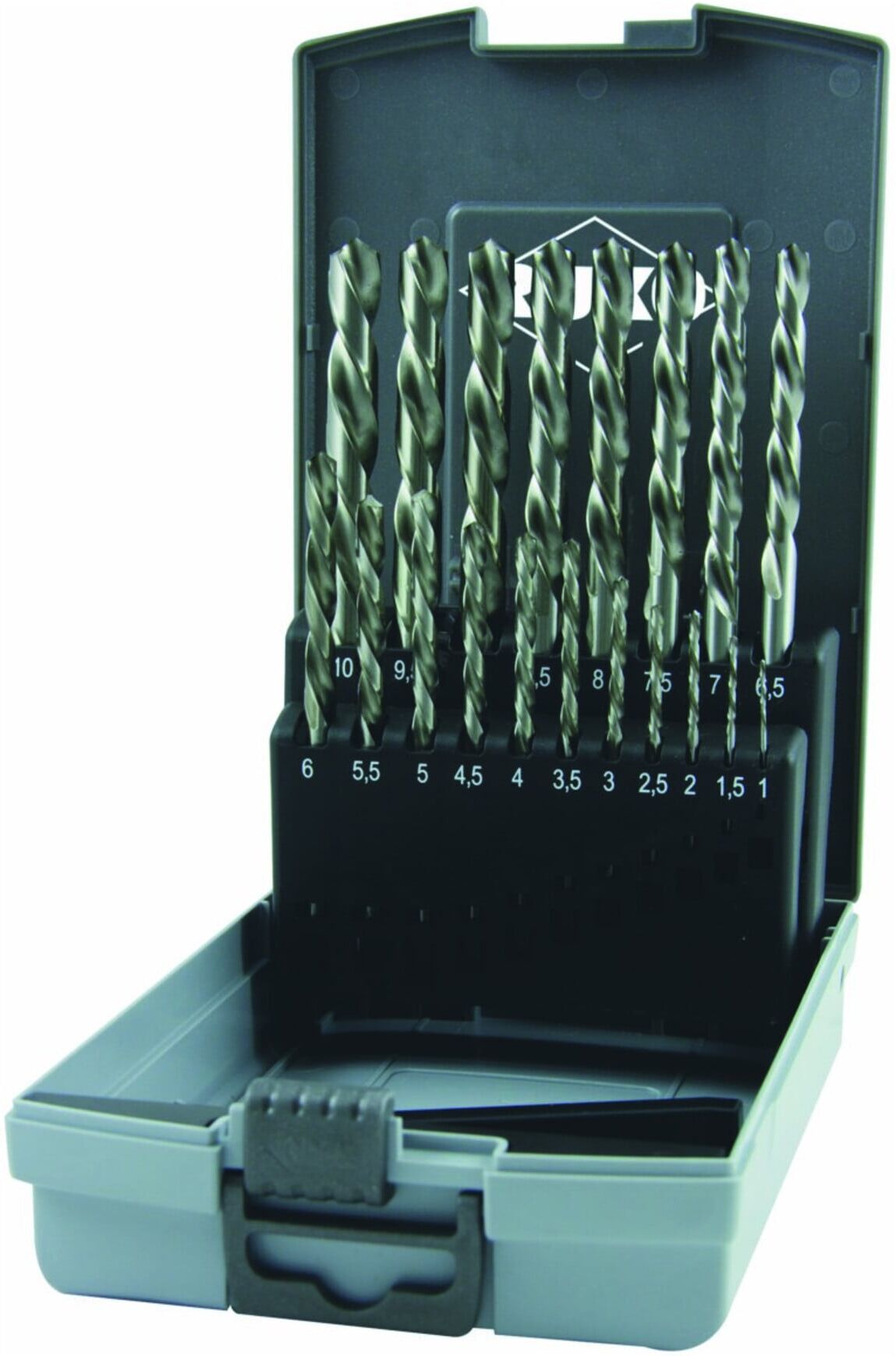RUKO Spiralbohrersatz DIN 338 Typ N HSS G in Kunststoffkassette (ABS) linksschneidend 19-teilig (214214LiRO)