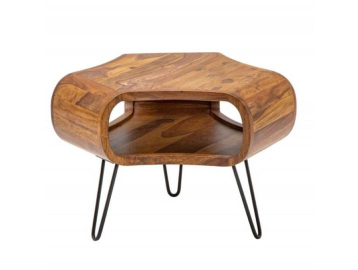 LebensWohnArt Couchtisch Design Couchtisch LIVE-RANIC ca.70cm Palisander Metallbeine