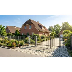 Gartenzäune Metall Dijon 200 x 140 cm – Schmuckzaun aus feuerverzinktem Stahl, anthrazit – Schmiedeeisenzaun – Metallzaun für Einfriedungen