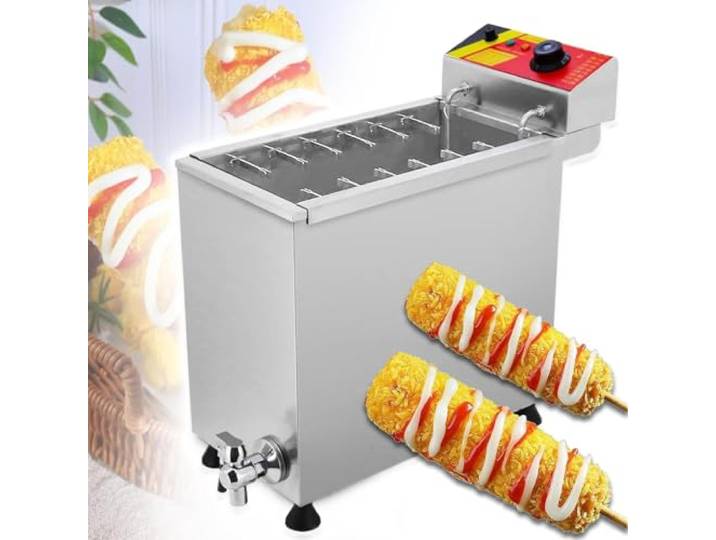 Qiang Corn Dog Fryer 25 L Kommerzielle Maschine Zur Herstellung Von Käse-Hotdog-Sticks,Frittiermaschine,Einstellbare Temperatur,12 Haken,Für Restaurant,Geschäft,Zuhause