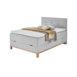 Höffner Home Boxspringbett mit Bettkasten Catania , grau , Maße (cm): B: 122 H: 116