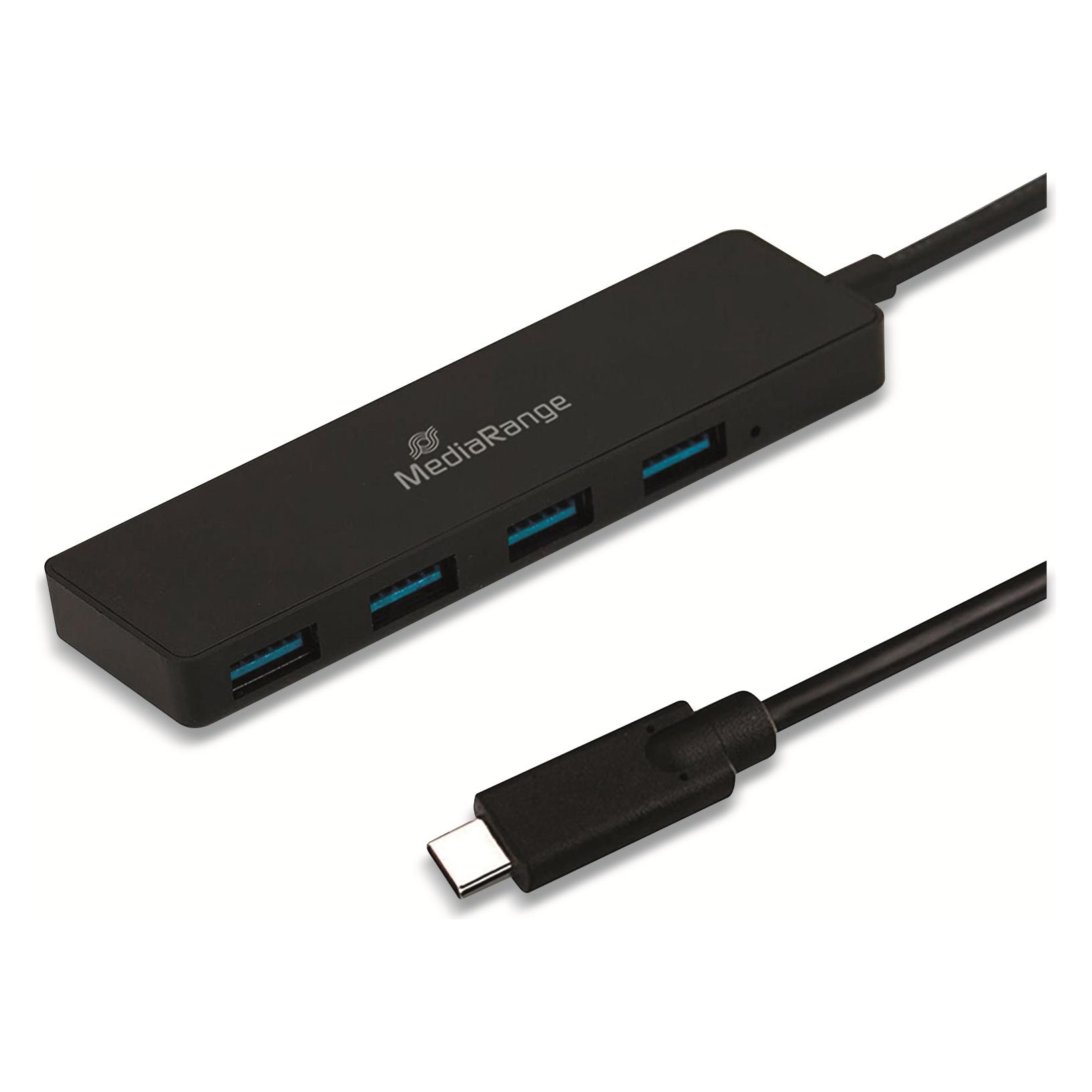 MediaRange USB 3.0 HUB 1:4 Typ-C auf USB-Bus-Stromversorgung (USB-C, 4 Ports) (MRCS508)