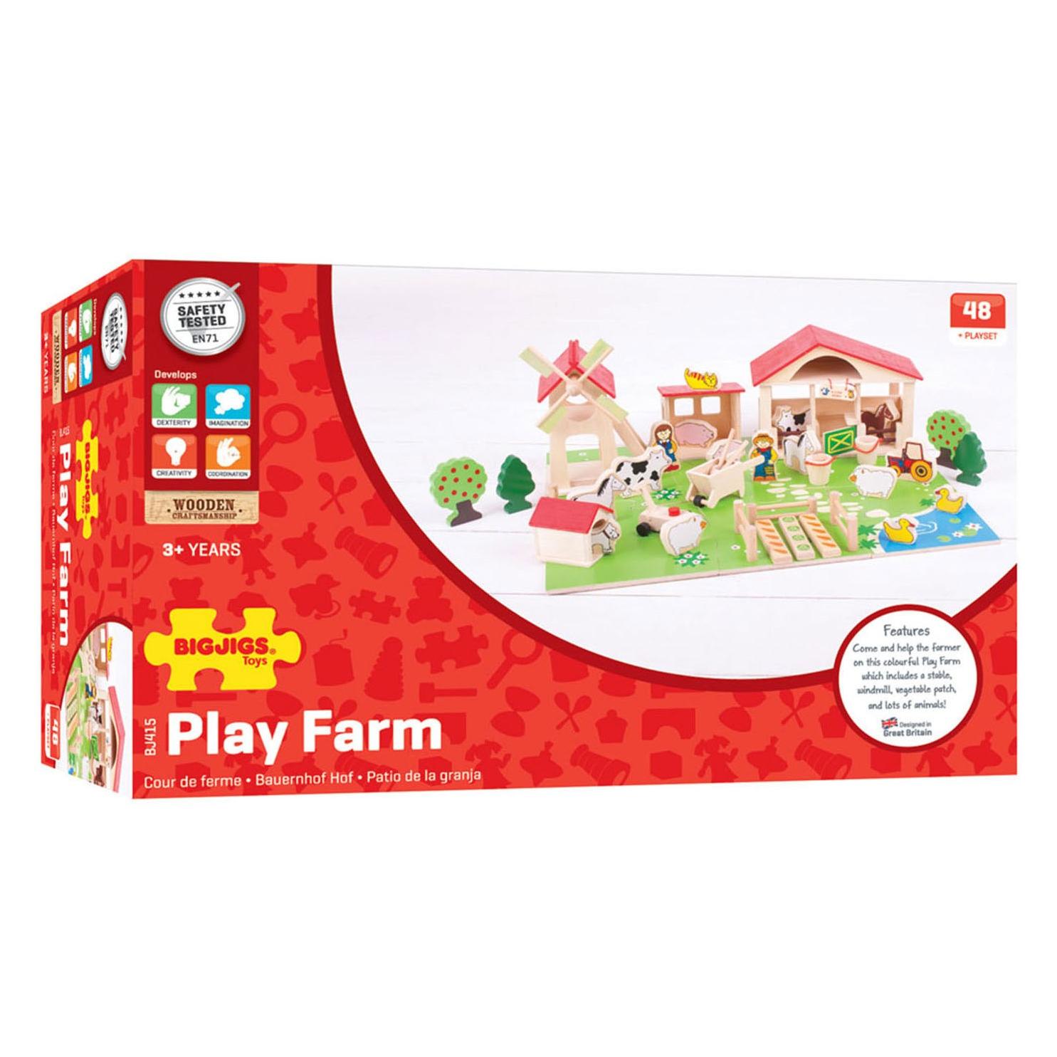Bigjigs Spielbauernhof aus Holz mit Zubehör, 48dlg. (BJ415)
