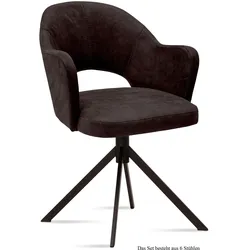 ARMLEHNSTUHL (6er-Set) Dunja 59x87x61 Schwarz/Espresso