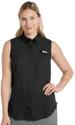 Columbia Women's Tamiami Sleeveless Shirt (Size Large) Black, Polyester