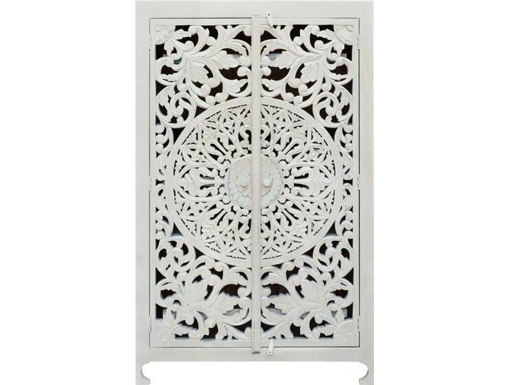 OTTO home Stauraumschrank Kenmare Highboard, 2 Türen mit dekorativen Schnitzereien und 3 Fächer aus massiven Mangoholz, mit dekorative Schnitzereien, Handgefertigt