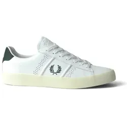 Fred Perry für Herren. B3432-100 Topspin Sneaker aus weißem Leder (46), Wohnung, Schnürsenkel, Lässig