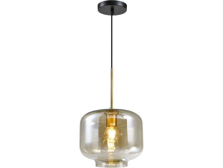 QUVIO Hanglamp met glazen kap - Hanglamp - Hanglampen - Eettafel hanglamp - Hanglamp woonkamer - Woonkamer hanglamp - Metaal – Glas - Amber